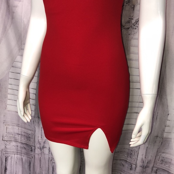 Red mini one shoulder dress - Picture 4 of 8